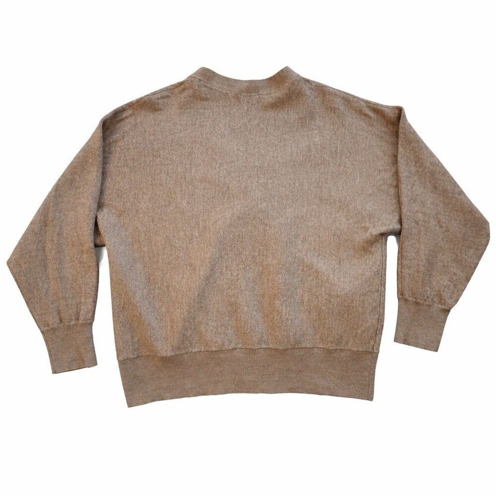 GLACIER Lusso Cardigan Sweater Womens M Taupe V Neck Button Front Wool Blend - Picture 3 of 4